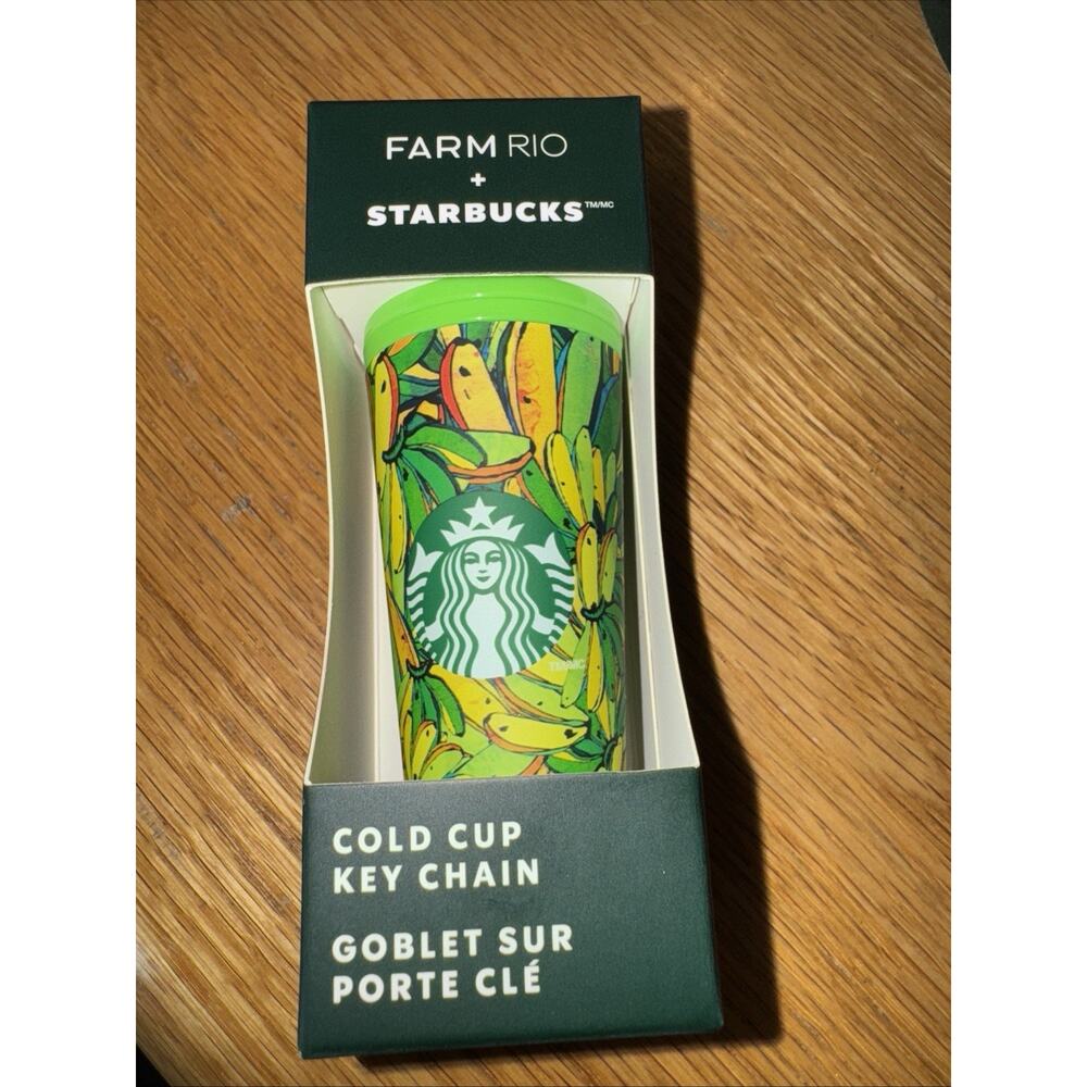 2025 STARBUCKS TROPICAL YELLOW/GREEN BRAZIL FARM RIO COLD CUP KEYCHAIN